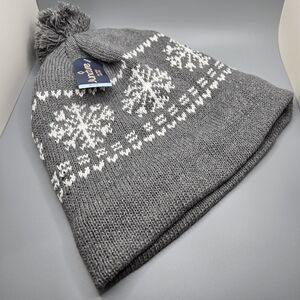 Juncture Knit Hat Beanie w/ PomPom Unisex Fleece Lined NWT Made in USA